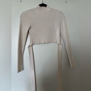 Zara Cream Ribbed Sweater